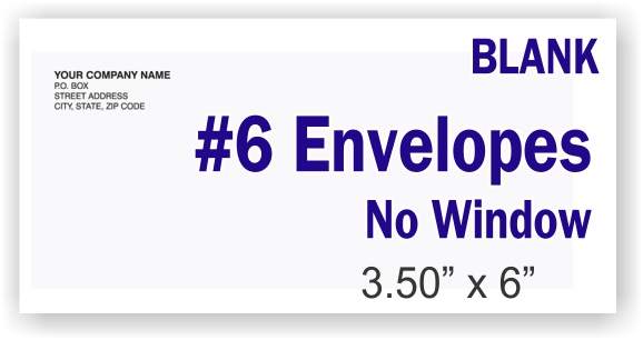 #6 White Business Envelope - NO Window - BLANK - Click Image to Close